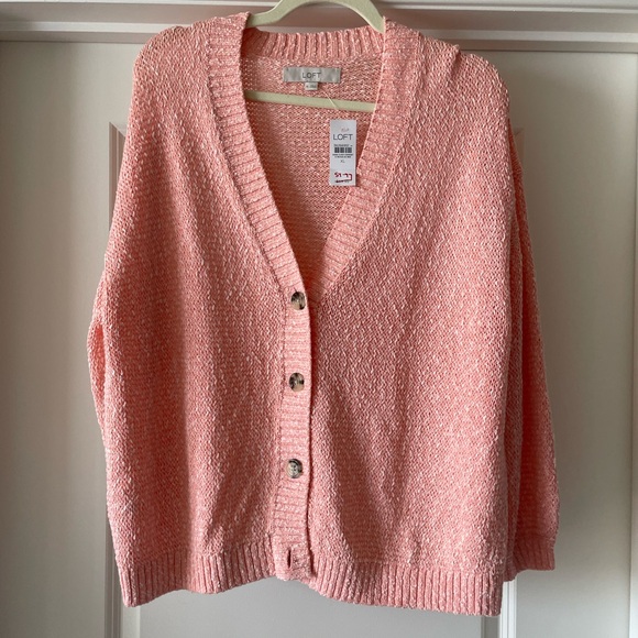 NWT Loft Chunky Knit Button Up Boyfriend Cardigan Sweater | Size XL - Picture 1 of 4